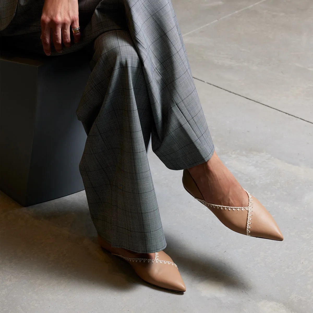Avner Blanket Stitched Leather Ballet Flats