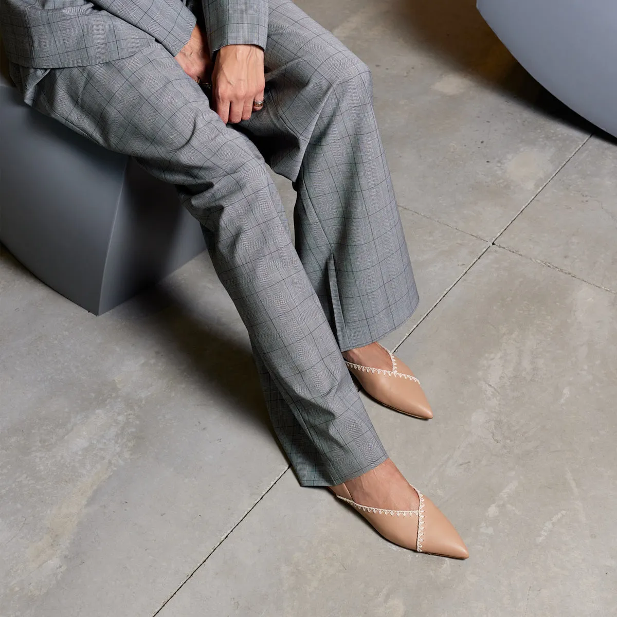 Avner Blanket Stitched Leather Ballet Flats