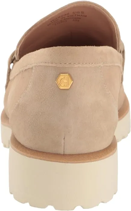 Cole Haan Geneva Chain Dark Latte Suede Slip On Rounded Toe Classic Loafers