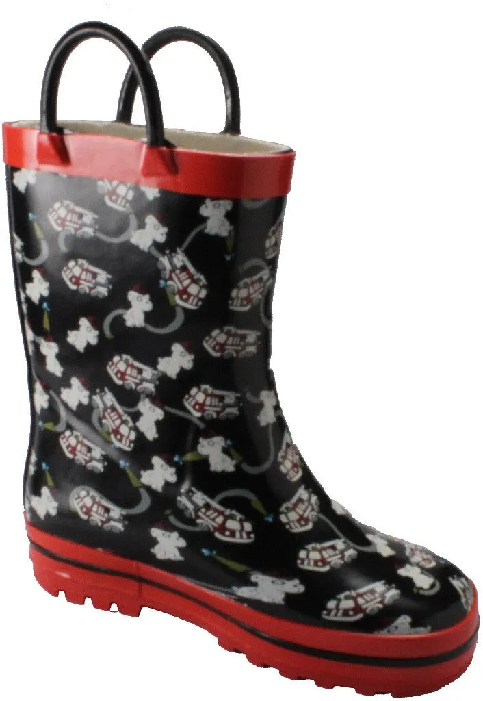 kids 5-10 firetruck print rainboots Case of 12