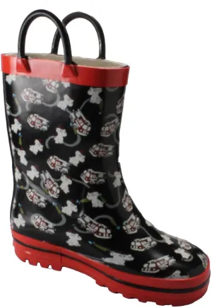 kids 5-10 firetruck print rainboots Case of 12