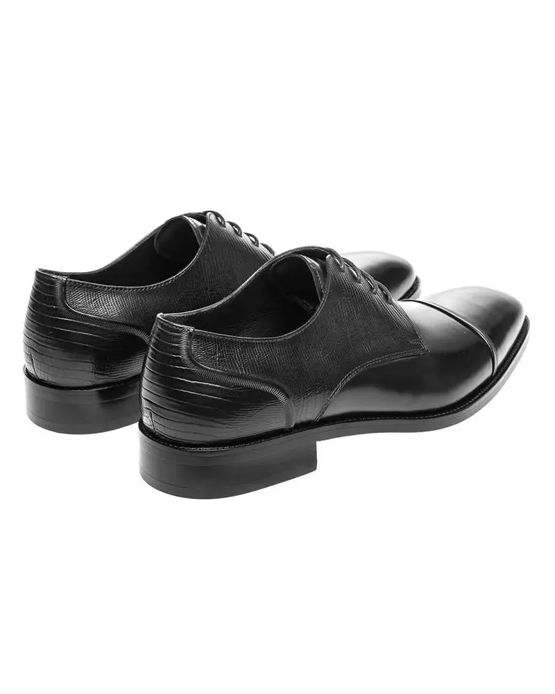Melton Grain Derby Shoes - Black