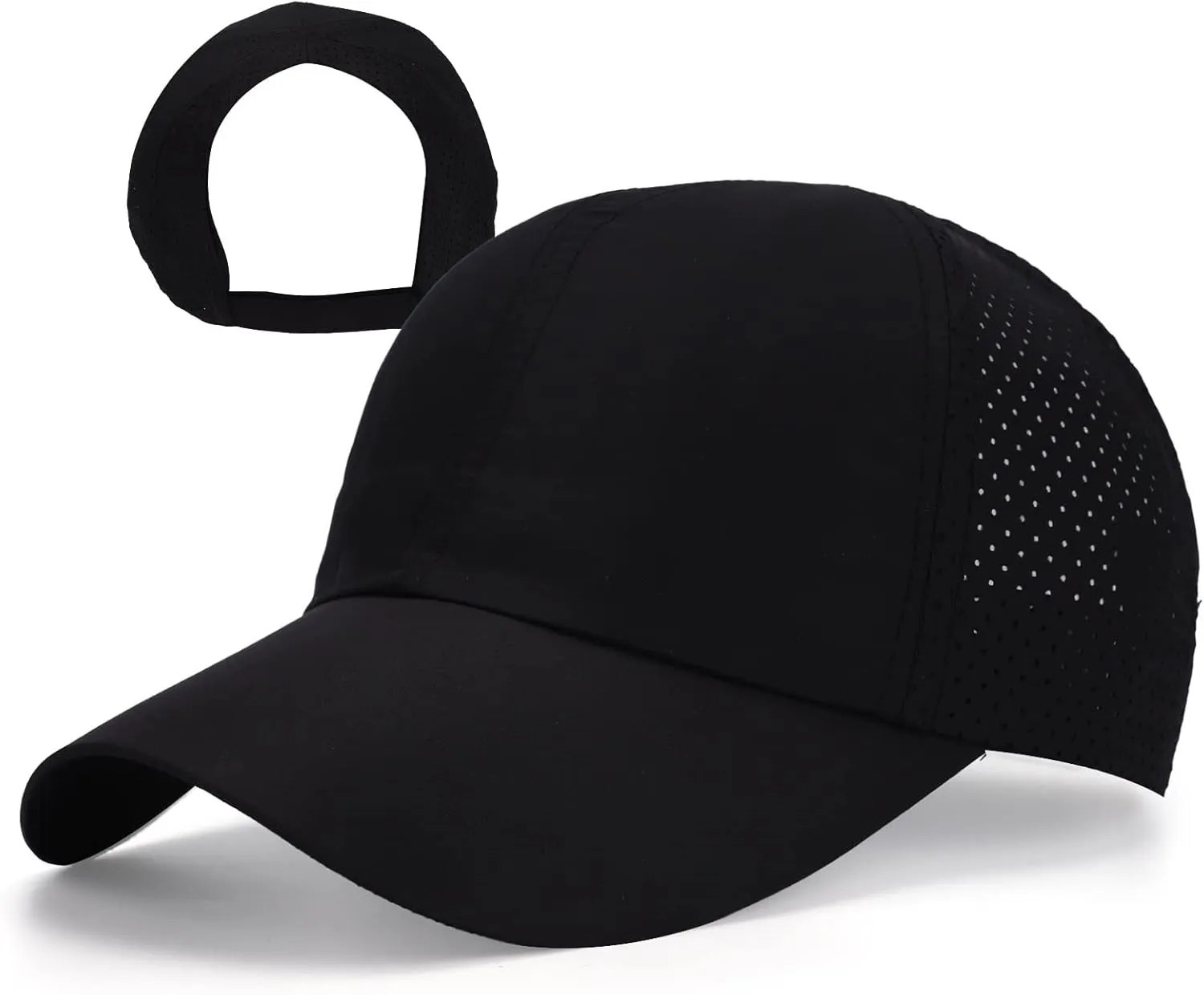 New Upgraded Women Backless Baseball Cap High Ponytail Snapback Curl Caps Adjustable High Messy Bun Ponycap