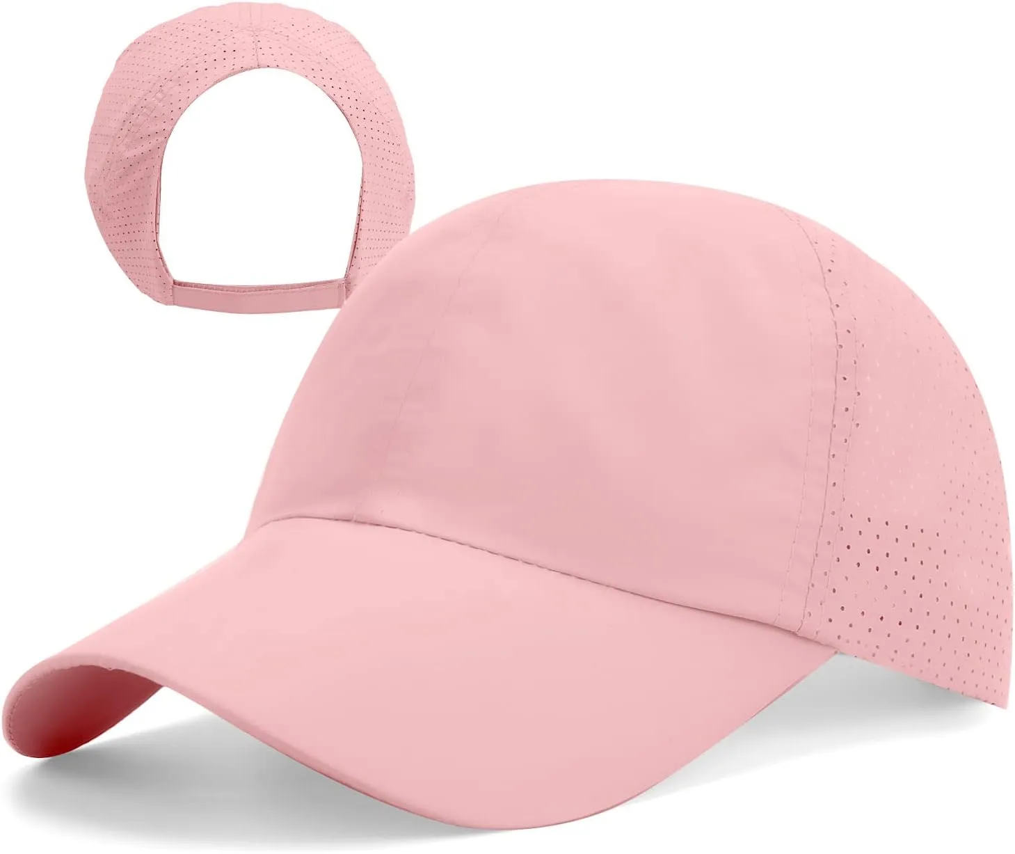 New Upgraded Women Backless Baseball Cap High Ponytail Snapback Curl Caps Adjustable High Messy Bun Ponycap