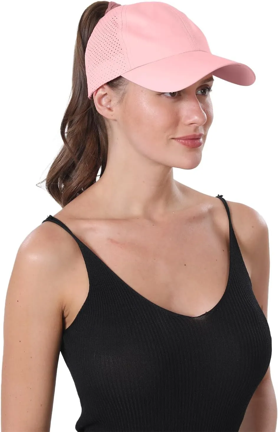 New Upgraded Women Backless Baseball Cap High Ponytail Snapback Curl Caps Adjustable High Messy Bun Ponycap