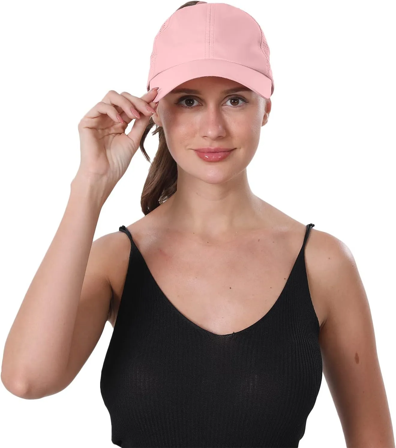 New Upgraded Women Backless Baseball Cap High Ponytail Snapback Curl Caps Adjustable High Messy Bun Ponycap