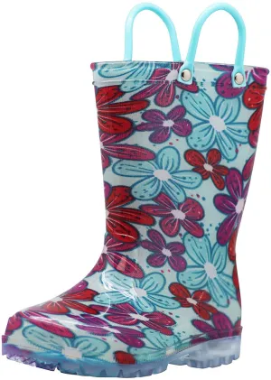 Norty Girls 11-3 Flower PVC Lightup Rain Boot 20059L Case