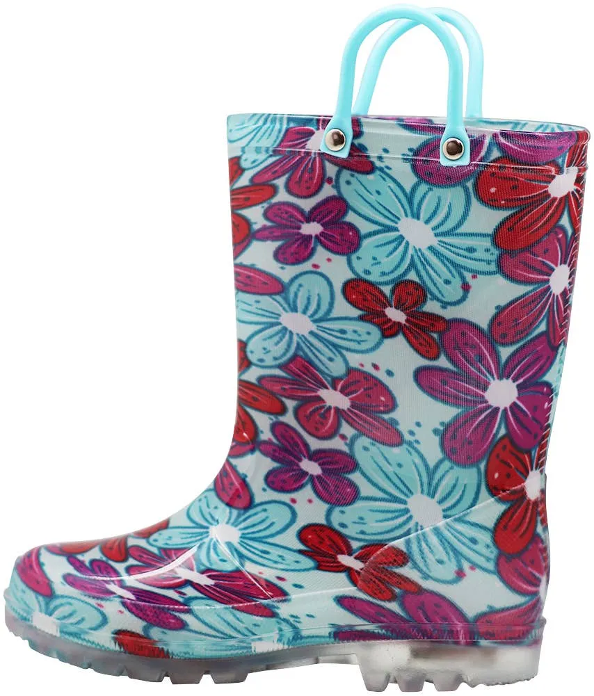 Norty Girls 11-3 Flower PVC Lightup Rain Boot 20059L Case