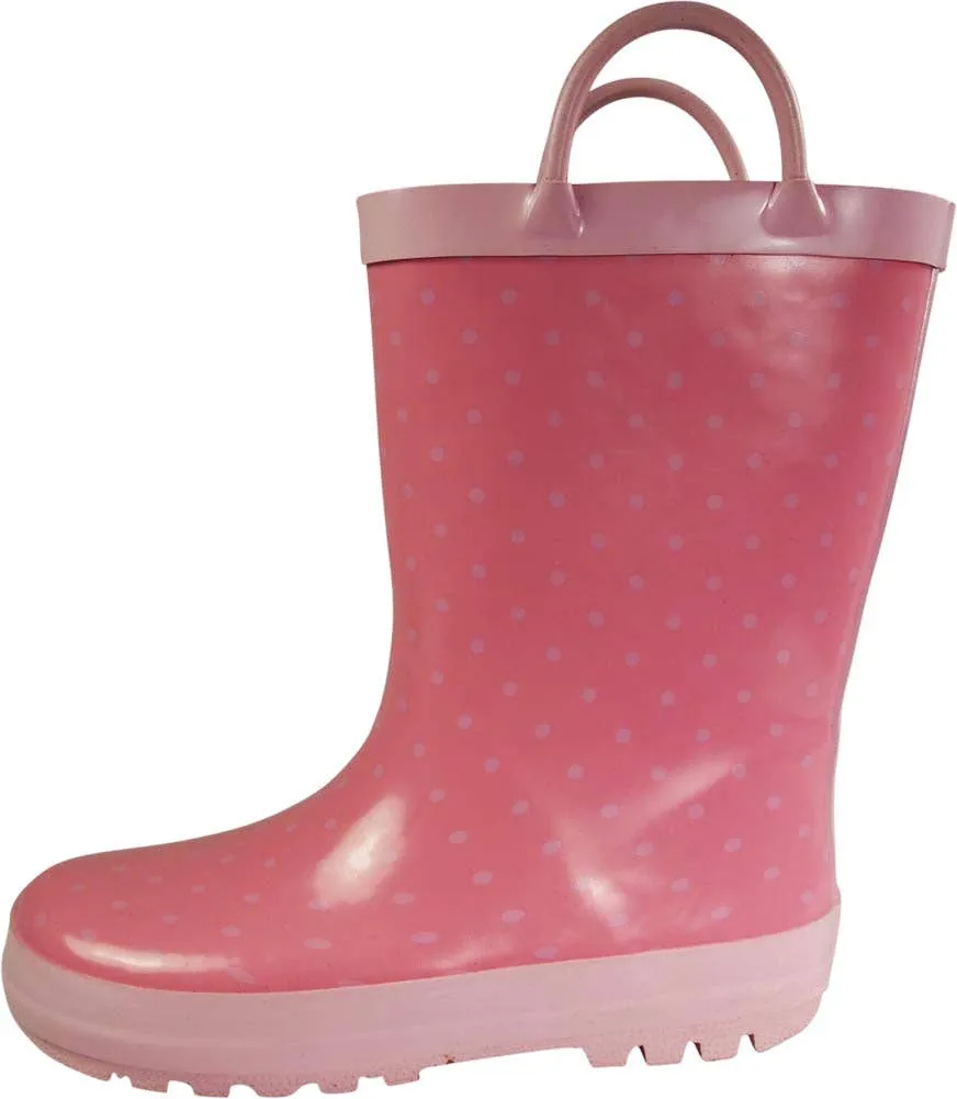 Norty Girls 11-3 Pink Dot Rubber Rain Boot 16434