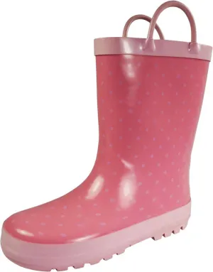 Norty Girls 11-3 Pink Dot Rubber Rain Boot 16434