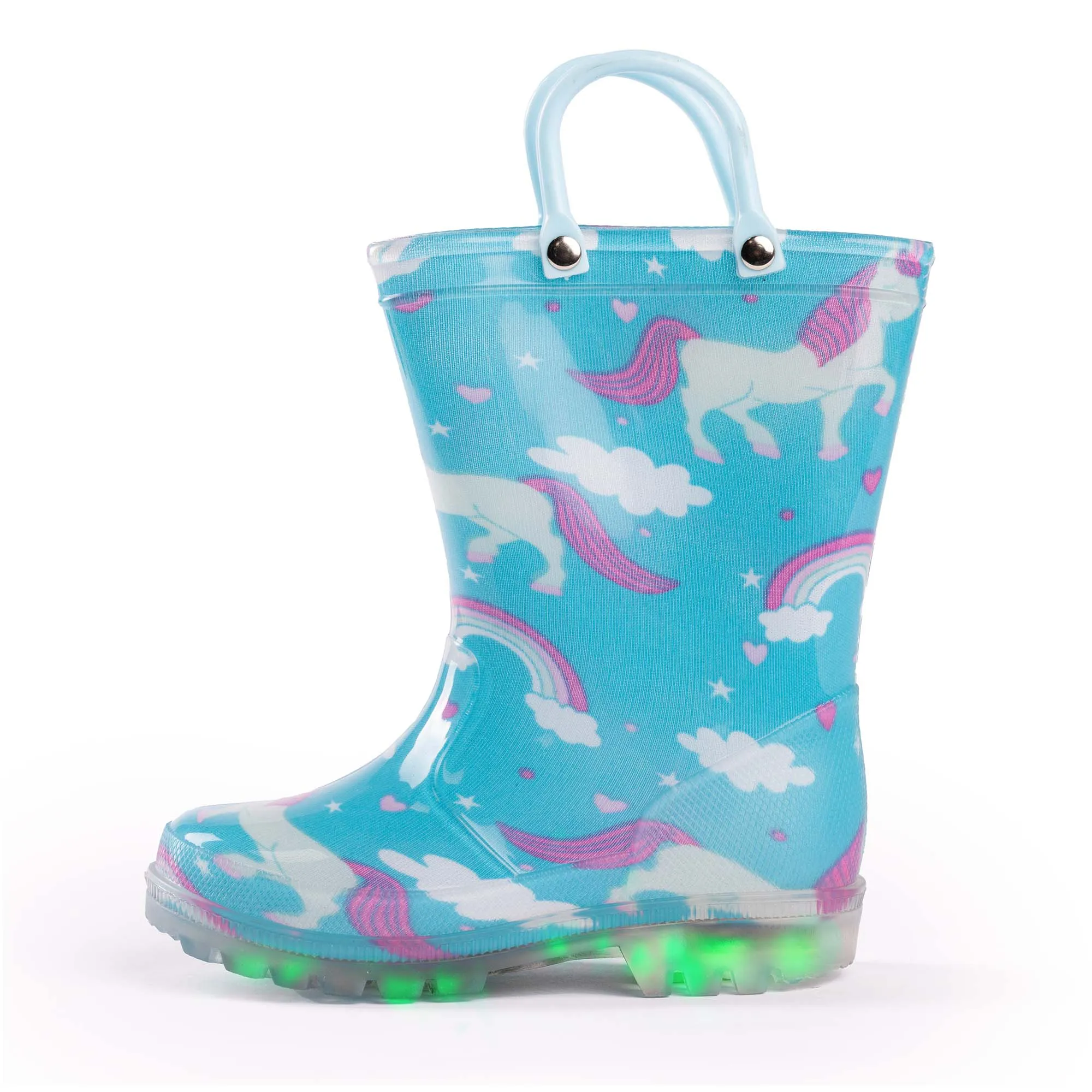 Norty Girls 11-3 Unicorn PVC Lightup Rain Boot 20059L Case