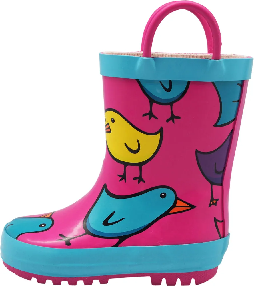 Norty Toddlers Kids Boys Girls Waterproof Rubber Printed Rain Boots -13 Patterns
