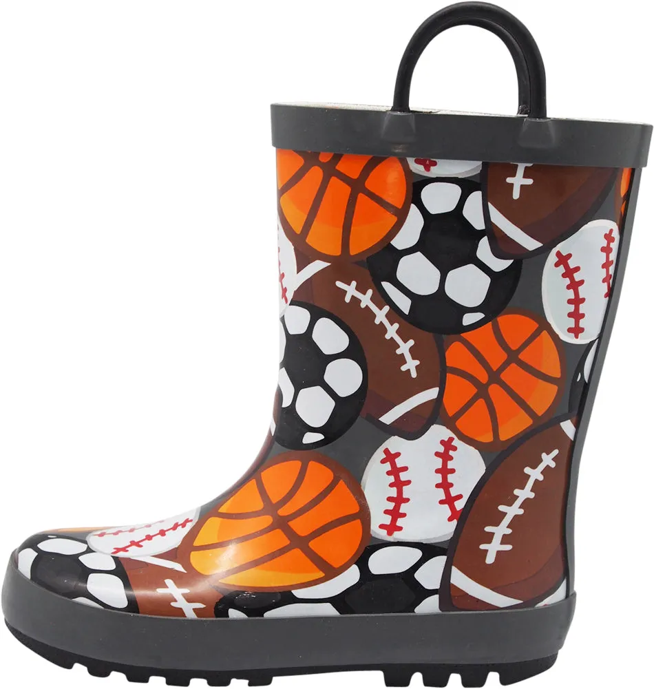 Norty Toddlers Kids Boys Girls Waterproof Rubber Printed Rain Boots -13 Patterns