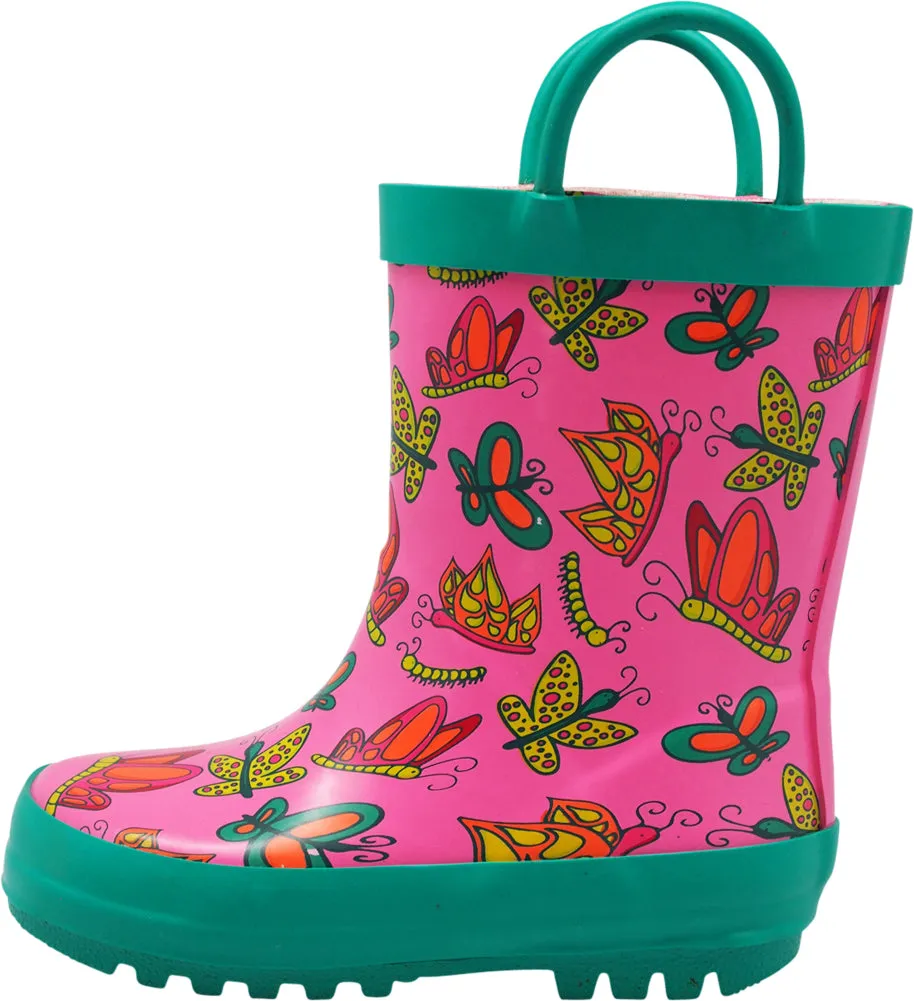 Norty Toddlers Kids Boys Girls Waterproof Rubber Printed Rain Boots -13 Patterns