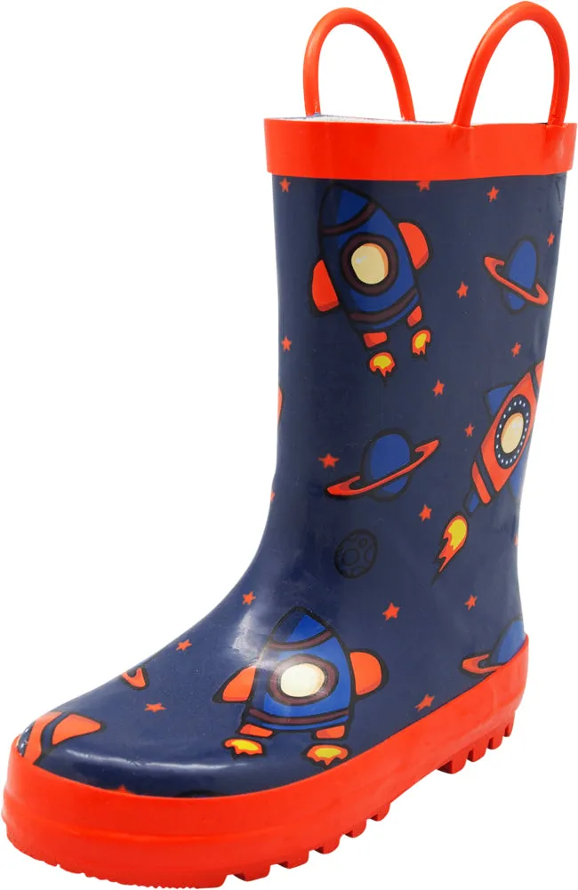 Norty Toddlers Kids Boys Girls Waterproof Rubber Printed Rain Boots -13 Patterns