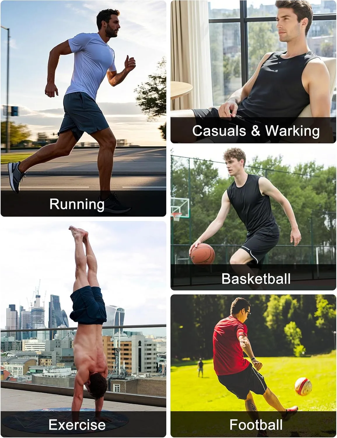 OYGSieg 6 Pack Mens Mesh Athletic Basketball Shorts Gym Shorts with Pockets, Quick Dry Workout Running Shorts Casual for Men