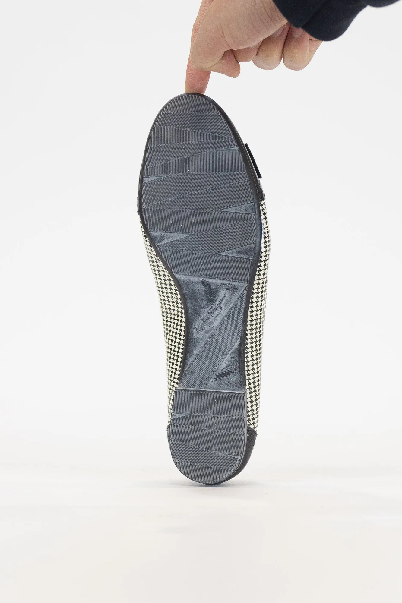 Patent Houndstooth Bow Ballet Flats