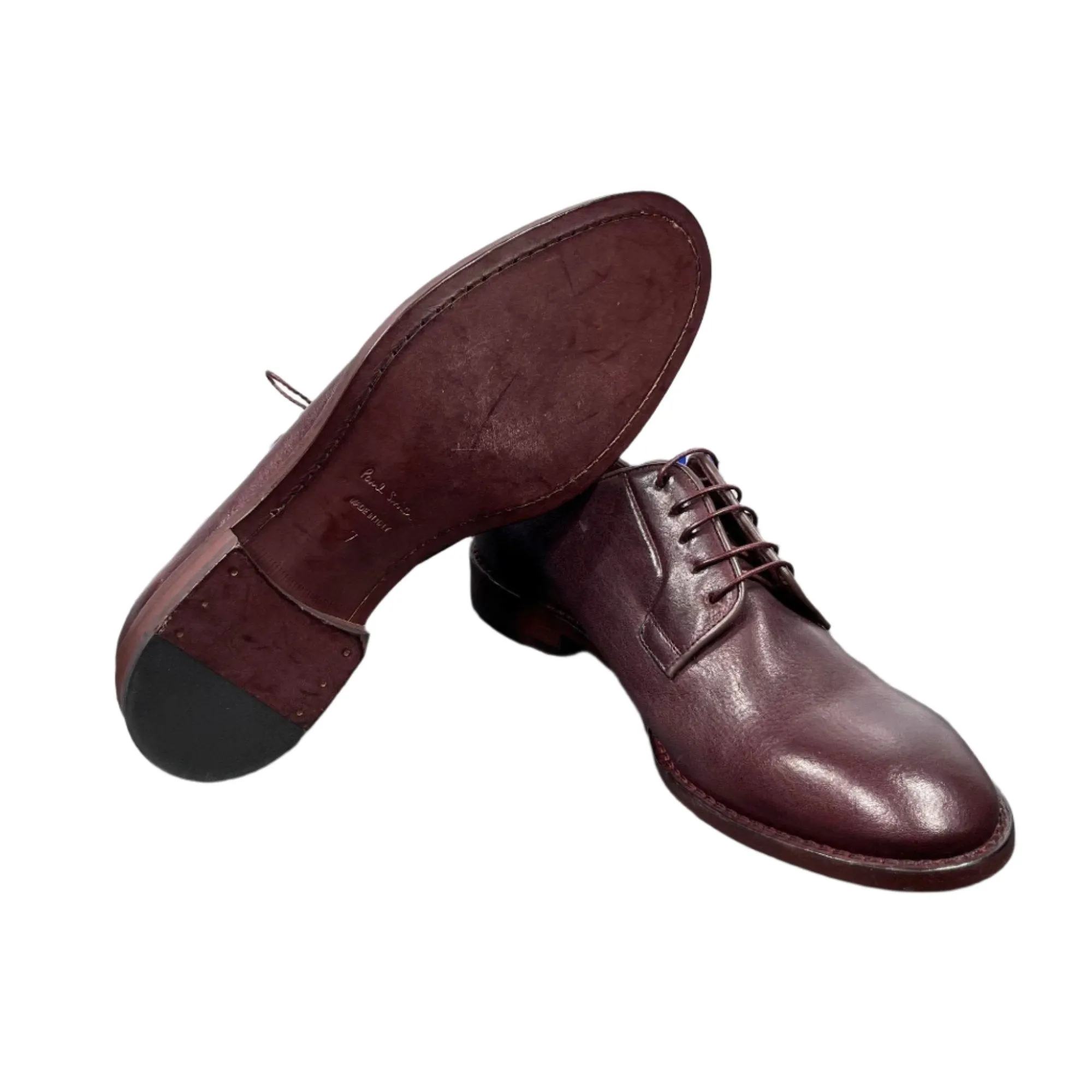 Paul Smith Mens CHE02 Chester Aubergine Leather Derby Shoes