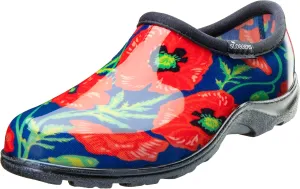 Sloggers Original Waterproof Rain and Garden Shoe for Women Outdoor Slip-On Garden Clog - Made in The USA with Premium Comfort Insole and Arch Support - Bold Poppies Blue, Size 8