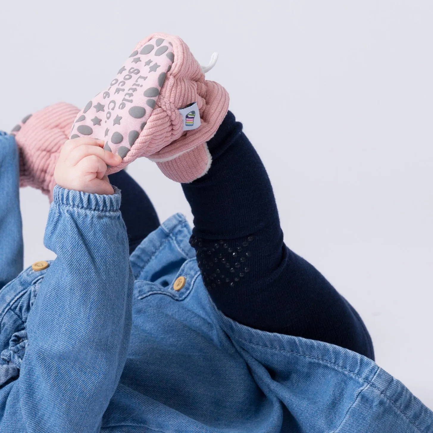 Stay-on, Non-Slip Booties - Perfect pram Slipper or Baby Carrier boot - Peony Suedette