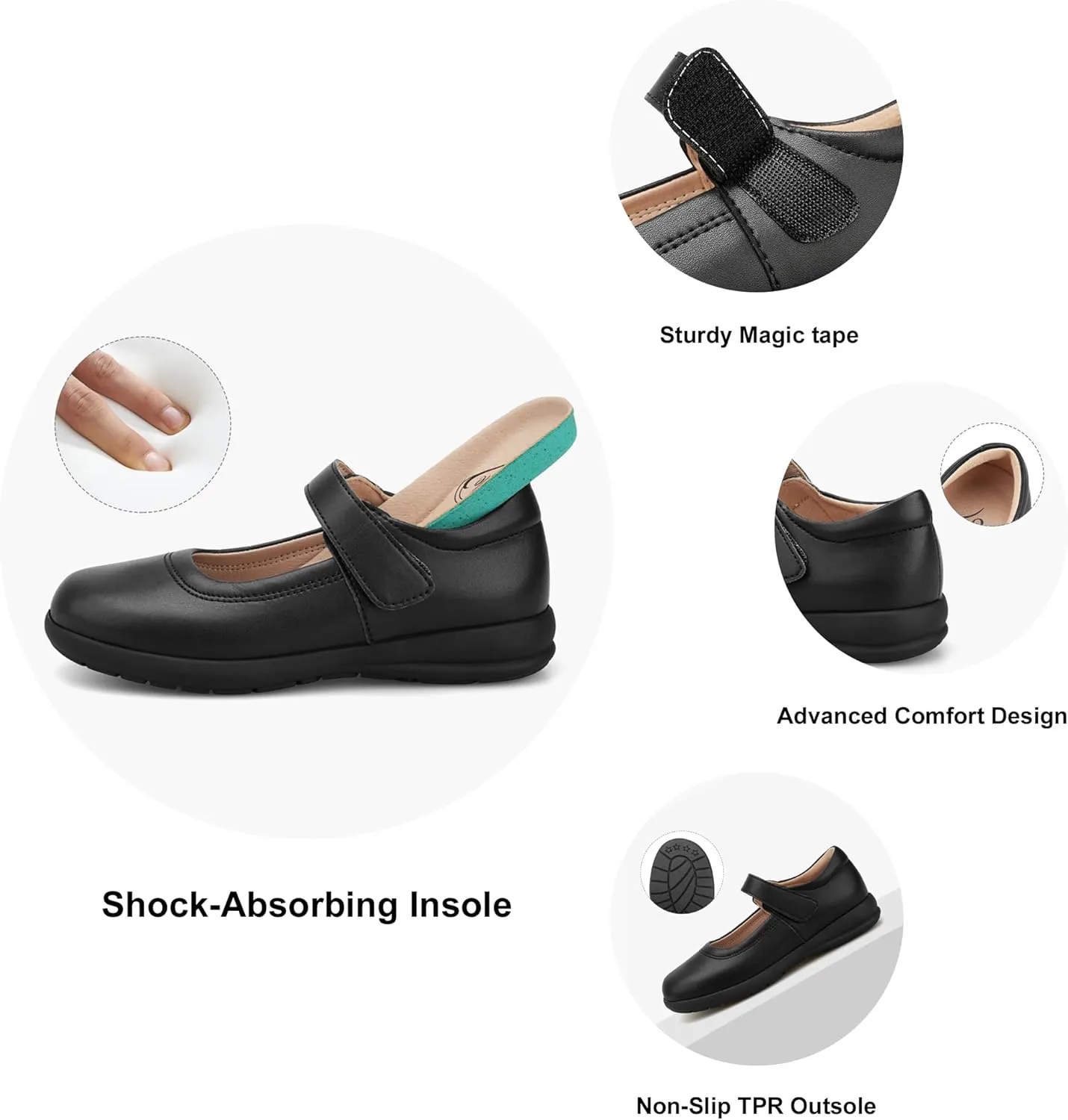 Stelle Girls School Shoes Mary Jane Flats Black Uniform Dress Shoes for Little/Big Kids
