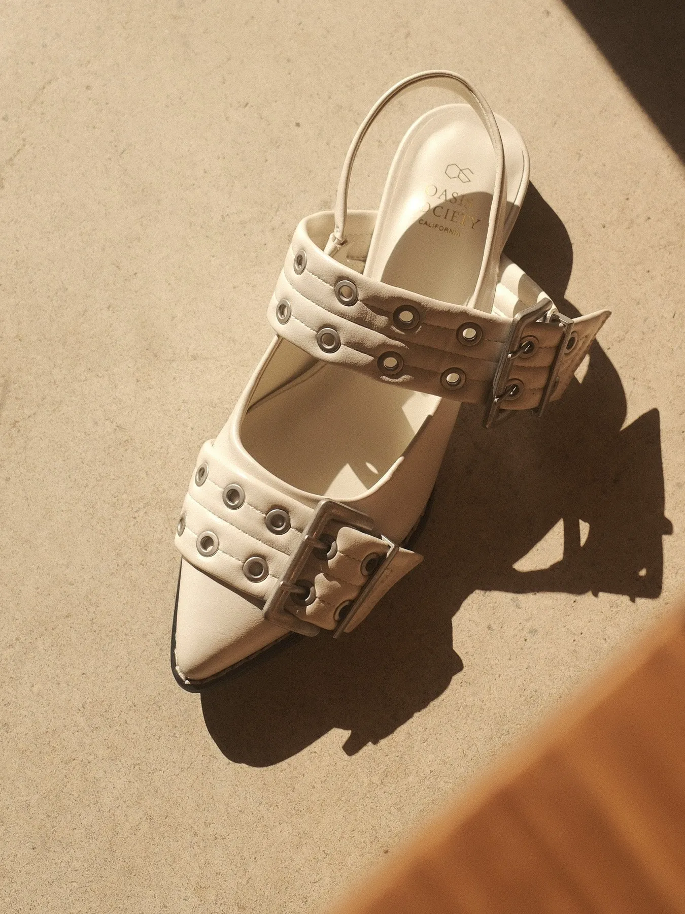 The Harlow | White Double Buckle Pointed Ballet Flat *final-sale*