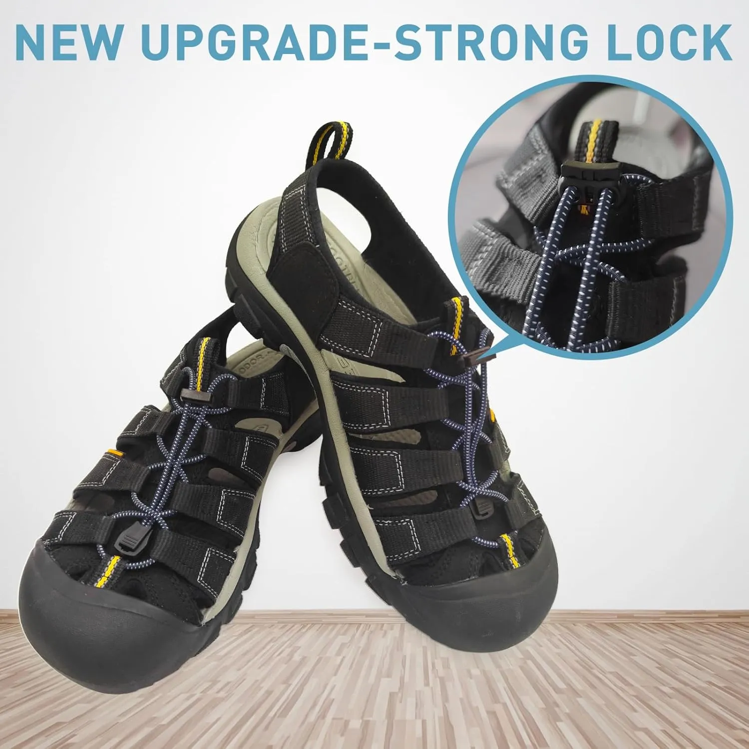 UamGlsob Elastic No Tie Shoe Laces Replacement for Keen Sandal, Round Stretchy Lock Shoelaces for Adults and Kids, One Size