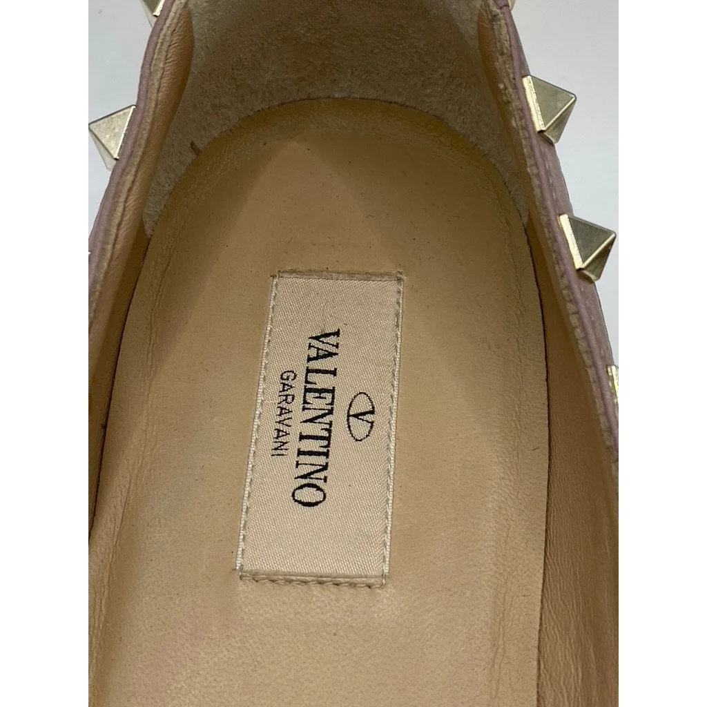 VALENTINO GARAVANI Women's Yellow Patent Leather Rockstud Ballet Flats SZ 9.5