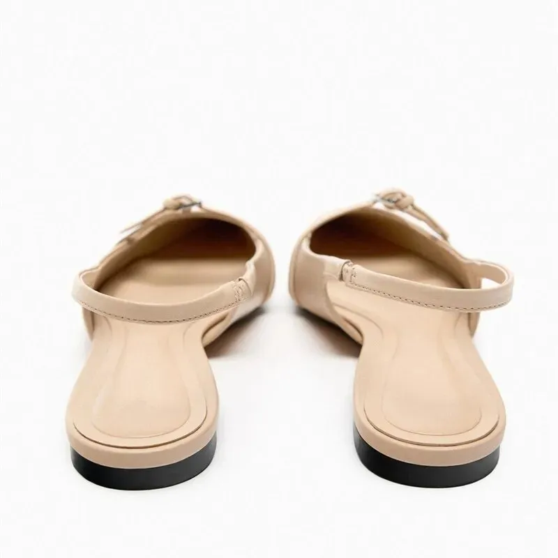 Woman Pointed Leather Flats Ballet Shoes