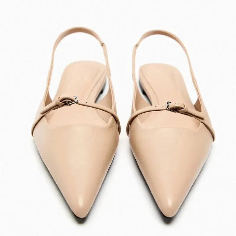 Woman Pointed Leather Flats Ballet Shoes