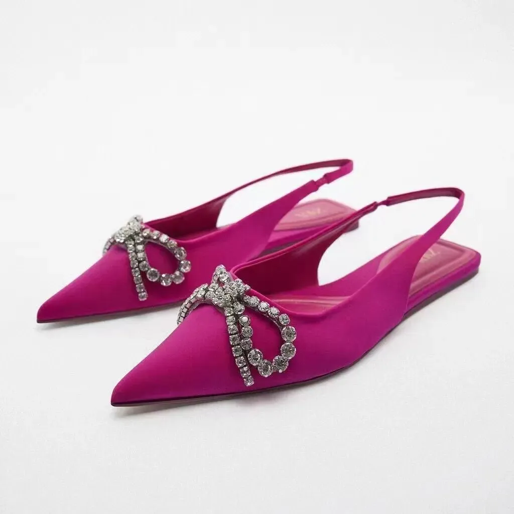 Woman Pointed Leather Flats Ballet Shoes