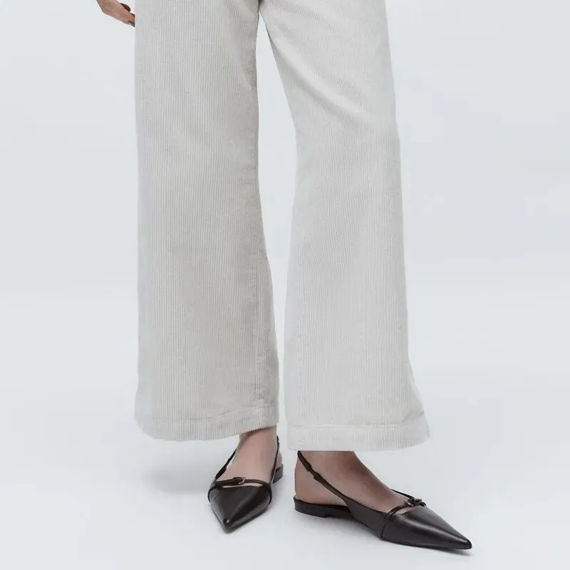 Woman Pointed Leather Flats Ballet Shoes