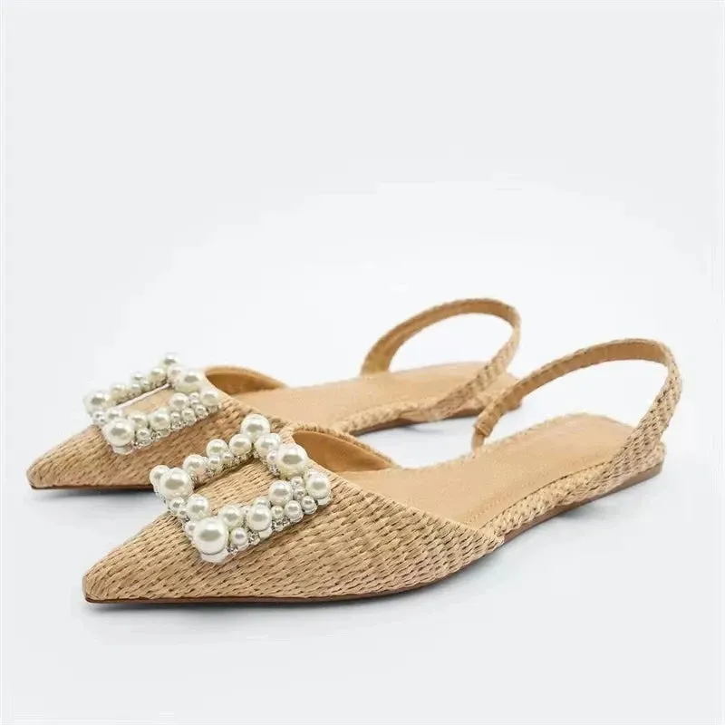 Woman Pointed Leather Flats Ballet Shoes