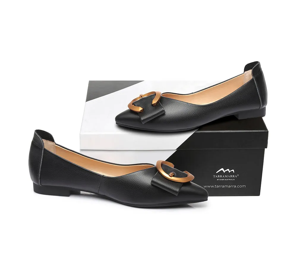 Women Pointed Toe Ballet Flats With Metal Buckle Pari