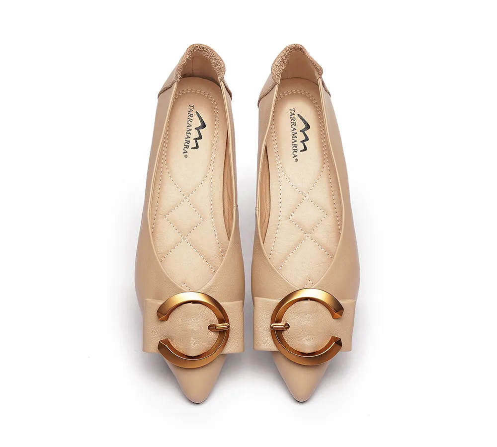 Women Pointed Toe Ballet Flats With Metal Buckle Pari