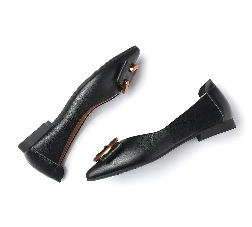 Women Pointed Toe Ballet Flats With Metal Buckle Pari