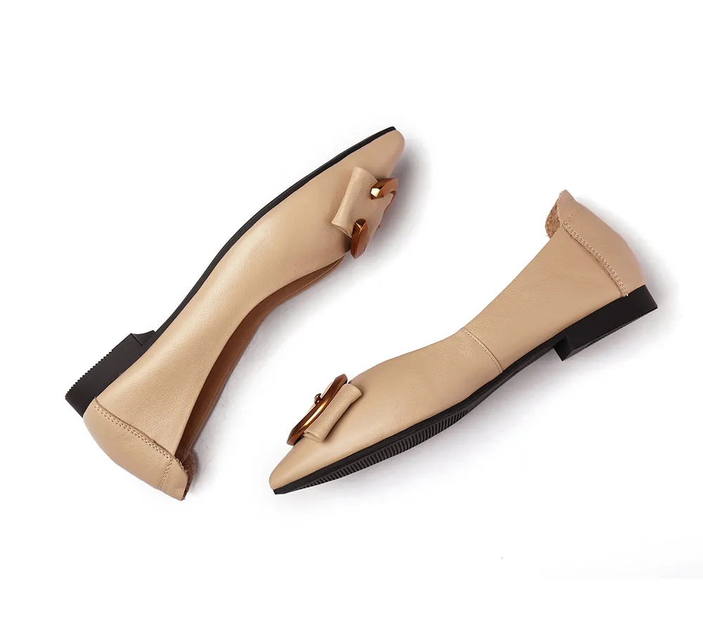 Women Pointed Toe Ballet Flats With Metal Buckle Pari
