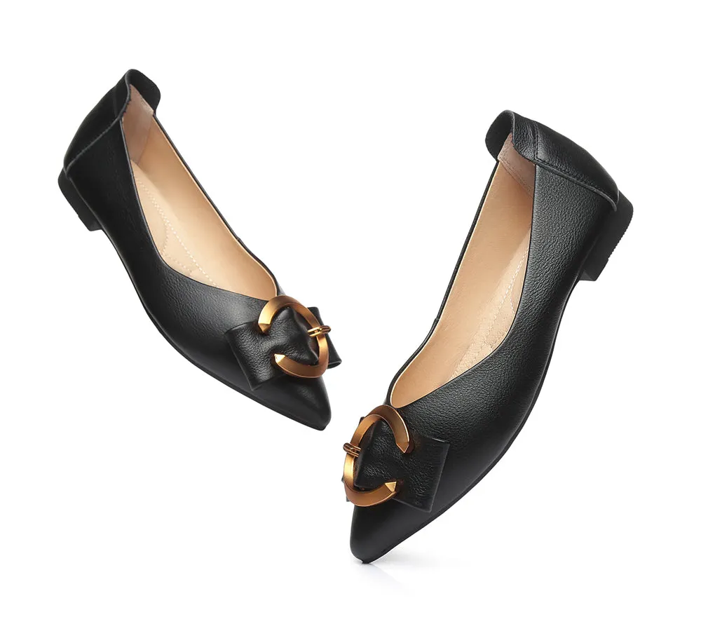 Women Pointed Toe Ballet Flats With Metal Buckle Pari