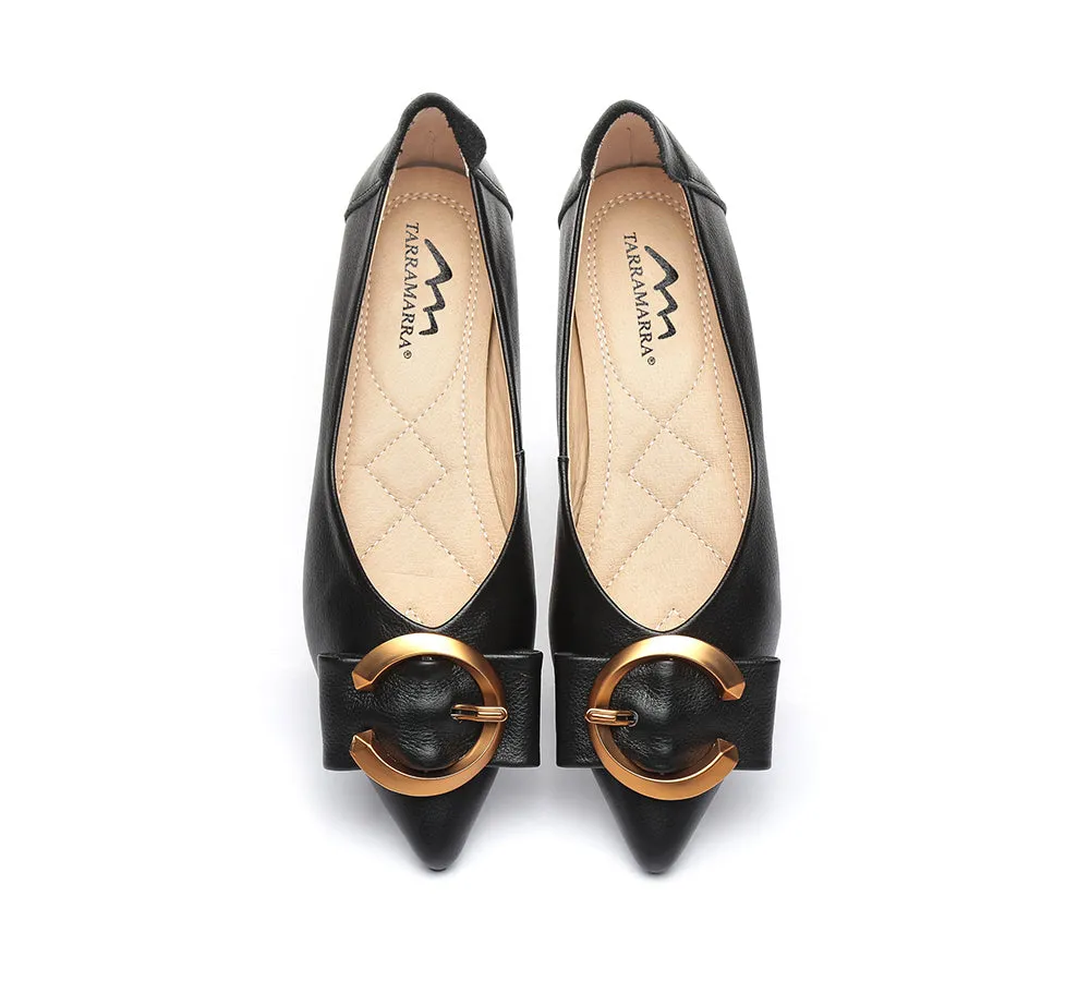 Women Pointed Toe Ballet Flats With Metal Buckle Pari