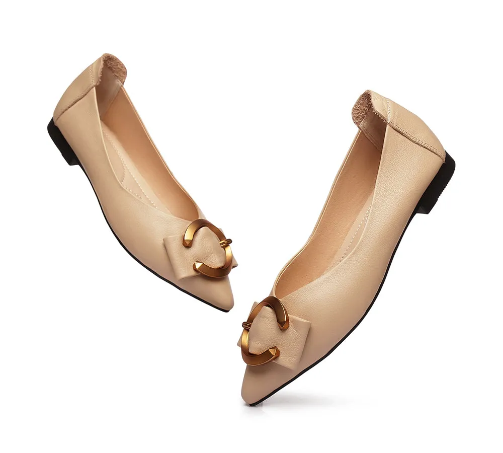 Women Pointed Toe Ballet Flats With Metal Buckle Pari