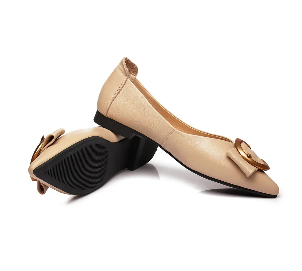 Women Pointed Toe Ballet Flats With Metal Buckle Pari