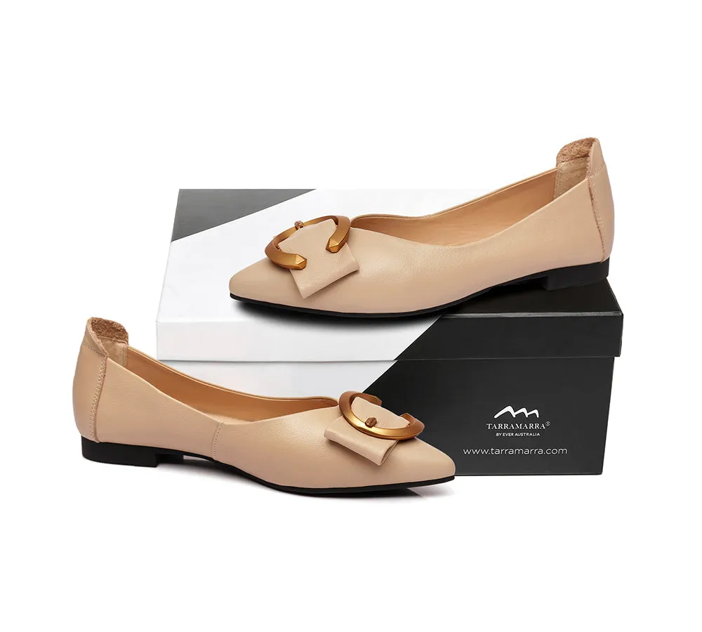 Women Pointed Toe Ballet Flats With Metal Buckle Pari